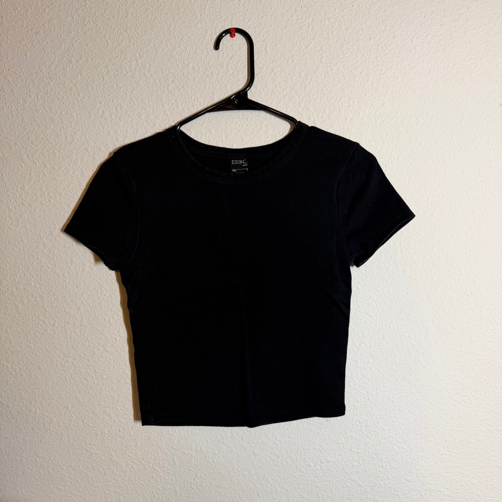 EST.PAC.‎ 1980 Black Short Sleeve Crew Neck Baby Tee Crop Top Small